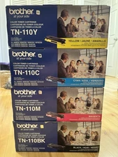 Set of 4 Genuine Factory Sealed Brother TN-110BK TN-110M TN-110Y TN-110C SEALED