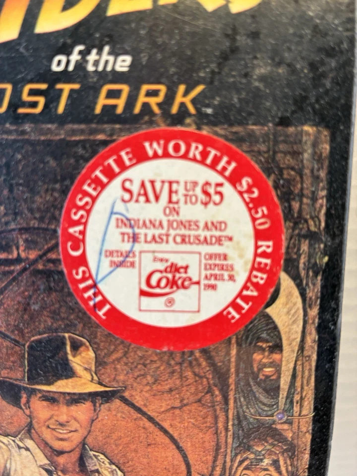 Raiders of the Lost Ark VHS 1989 Watermark Diet Coke Sealed Indiana Jones - Image 2 of 4