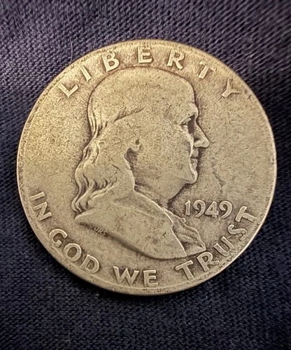 1949 Franklin Half Dollar 90% Silver US Coin Circulated