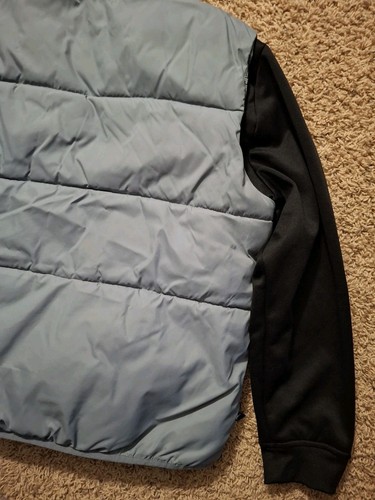 Air Jordan Mens Black & Grey Puffer Jacket Sweatshirt Youth L 12-13 Spellout - Picture 10 of 10