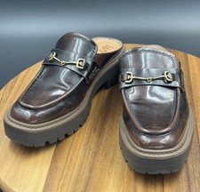 Sam Edelman Women's Lennon Lug Sole Mules chestnut Brown Leather Sz 6.5 Horsebit