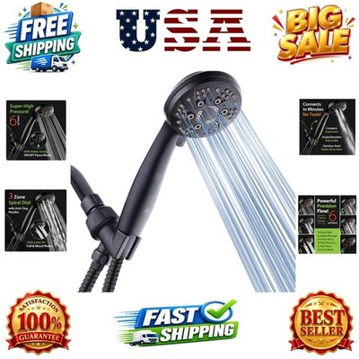 High Pressure 6-Setting Oil Rubbed Bronze Handheld Shower Head with Stainless...