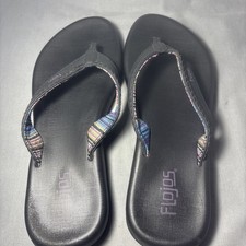 Flojos Women's Flip Flops Sandals Black - memory foam size 9