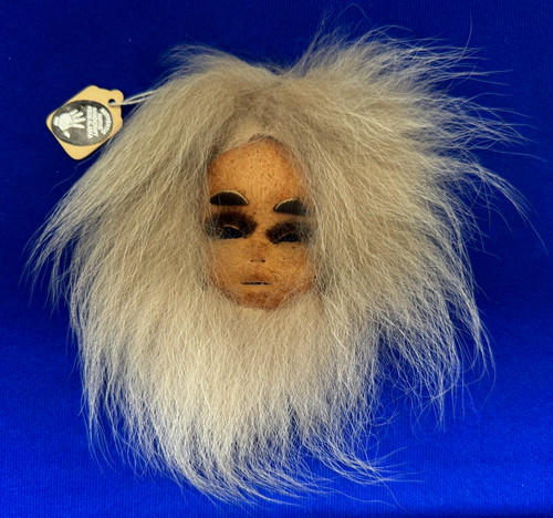 Vintage Authentic Alaskan Native Caribou Hide Mask Elizabeth Heim Barrow Alaska