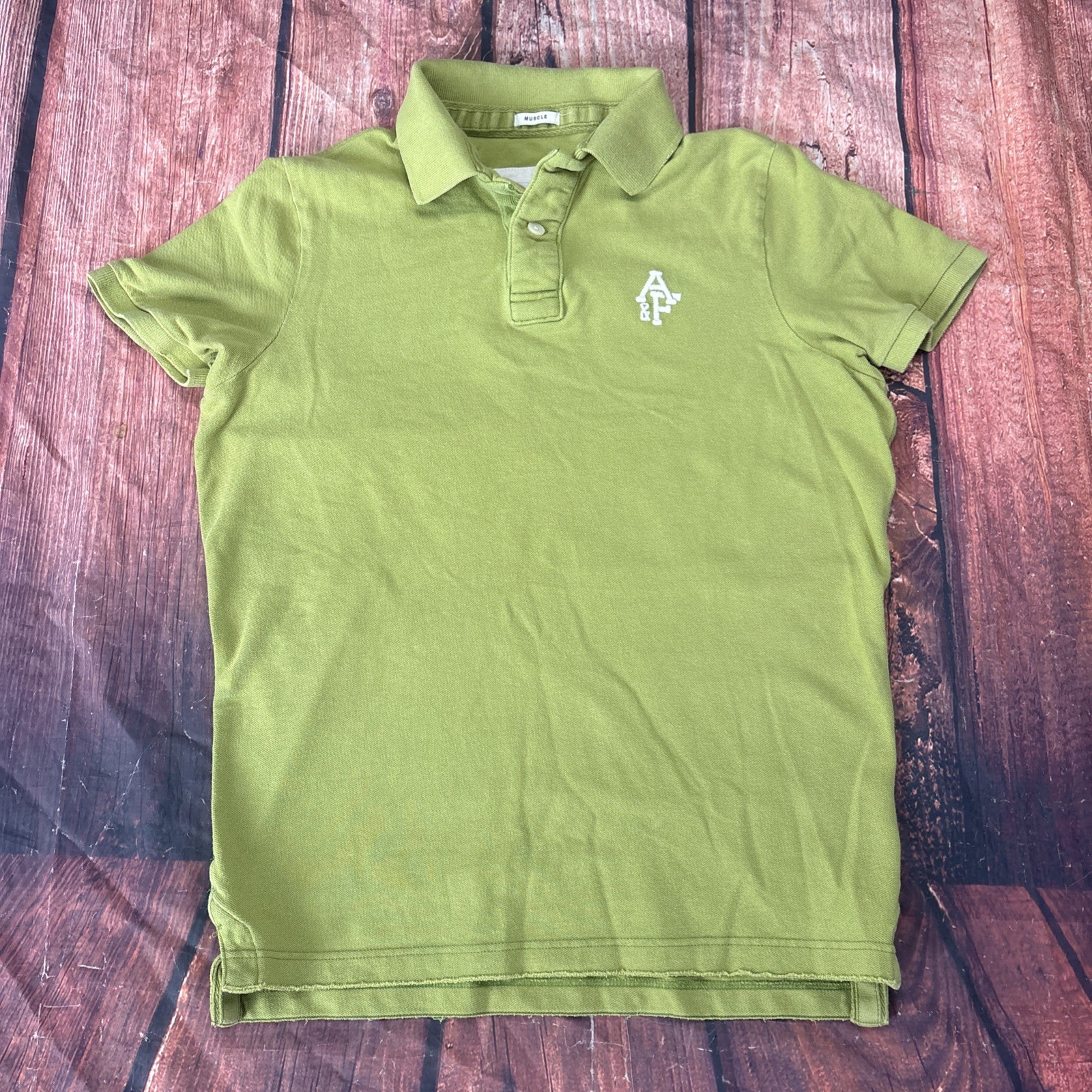 Abercrombie Fitch Mens XL Muscle Fit Polo Shirt Green Embroidered Logo Y2K Vtg