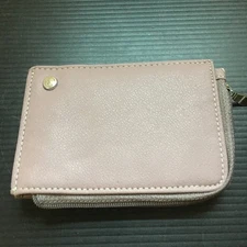 Vintage Serman Brands Pink Leather Card Holder Wallet w/ Zipper and Slots 4.5"L