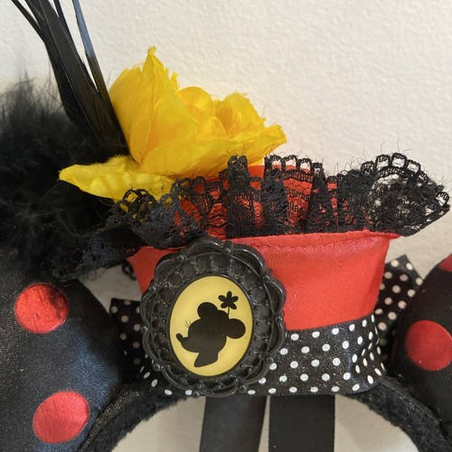 Disney Parks Exclusive Victorian Cameo Minnie Mickey Ears Dapper Day Red Black - Foto 2 di 8
