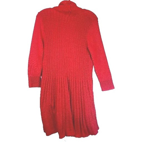 Fever Red Long Waterfall Cardigan Sweater Sz S Ribbed Crochet Open Chunky Knit - Picture 3 of 11