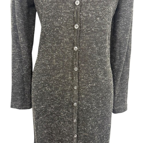 All That Jazz Vintage Button Up V-Neck Charcoal Gray Long Sleeve Dress Knit M - Picture 6 of 16