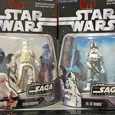 Hasbro Star Wars Saga Collection Snowtrooper  011 & AT-AT Driver  009