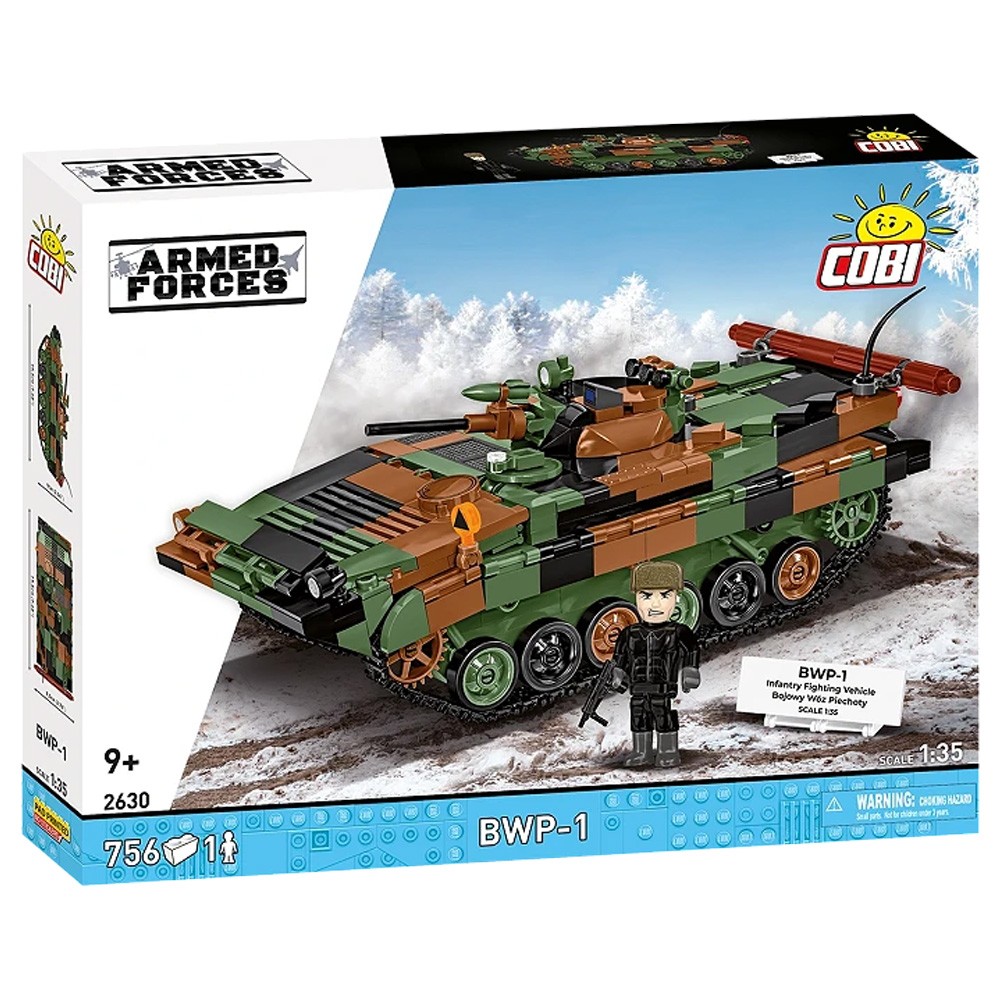 COBI BWP-1 2-in-1 PL/UKR Infantry Fighting Vehicle, 1:35, 756 Pieces | Pad printed, 2-in-1 PL/UKR, rotating turret, moving tracks, opening hatches, figure, display plaque, ages 9+ - Image 5