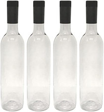 Plastic Wine Bottles  Screw Caps, Clear, 750ml - Pack of 4
