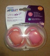Philips avent ultra air pink pacifiers 6-18m 2 Pack Sterilizer Case bpa free new