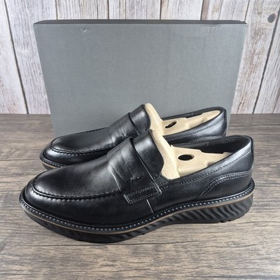 ECCO St.1 Hybrid Black Leather Penny Loafers Men's Sz 11-11.5 EU45 New w/Box