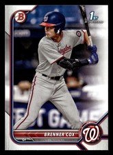 Brenner Cox 2022 1st Bowman Draft #BD-196 Washington Nationals ROOKIE RC