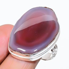 Crazy Lace Agate Gemstone Handmade 925 Sterling Silver Jewelry Ring Size 9 B509