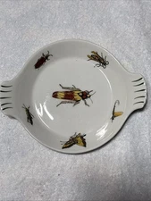 Rare Louis Lourioux Le Faune Insects France Porcelain Dish Cicada Grasshopper
