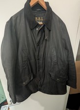 Barbour Martindale Waxed Black Cotton Jacket Size XL Quilted Lining  8oz Wax