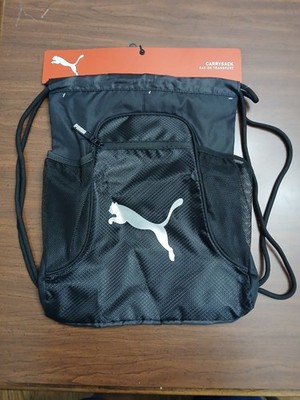 Puma Equinox Carrysack  18''x14'' Sackpack Drawstring Black w Gold or Silver Cat