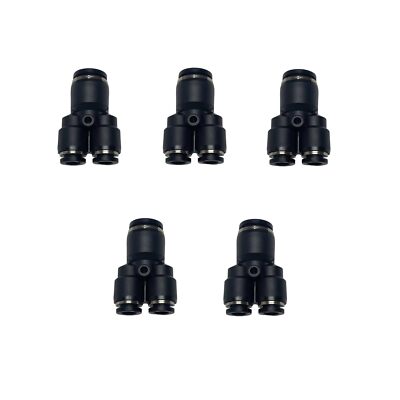 Pack of 5 Pneumatic Push to Connect Y Splitter Reducer Union Fitting 3/8