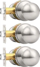 round Passage Door Knobs Interior Hall/Closet Door Handles Brushed Nickel Ball K