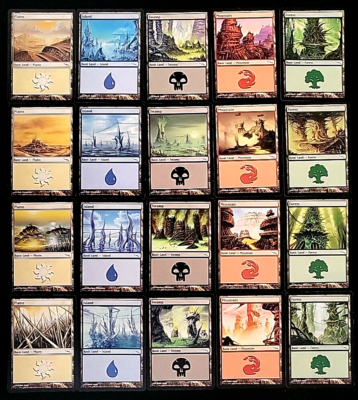 MTG MIRRODIN COLLECTOR SET - ALL BASIC LANDS 1 X EACH ART - LP