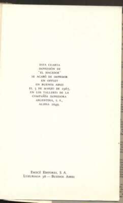 Jorge Luis Borges Book El Hacedor 1967 Editor Emece Written In