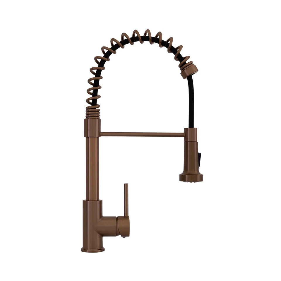 Grifo de cocina de cobre con resorte de preenjuague extraíble y toallero KF120-C Foto 2 de 3