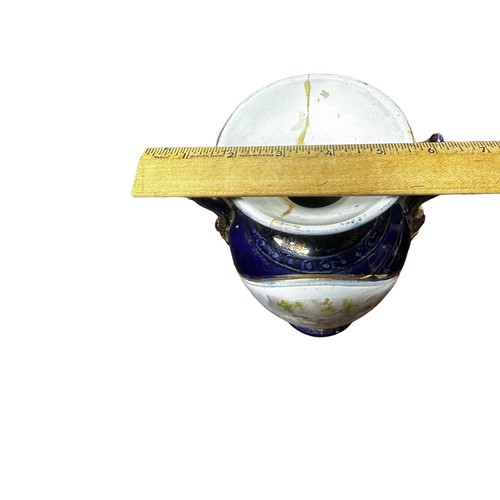 Antique Kaufmann Portrait Vase Cobalt Blue Victoria Austria Porcelain Signed - Picture 6 of 23