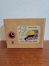 Vtg 1950's Wood Toy "Right Time" Toy Play-Pen-Rail Train New In Box US Made