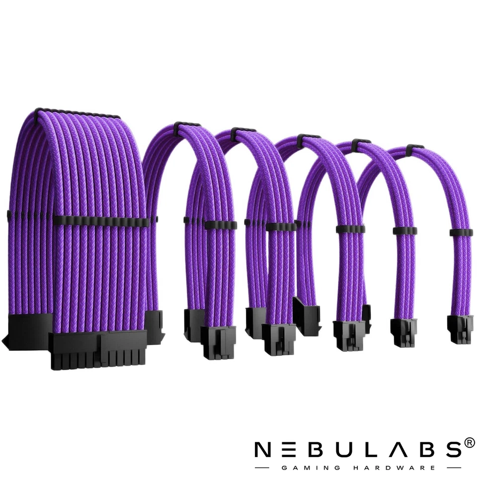 Purple Keyboard Coiled Cable & PSU Extension Kit Braided Gaming PC Custom Combo  - Image 2 of 3