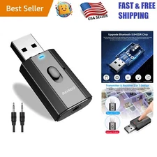 Bluetooth 5.0 Car Adapter - Mini Stereo Wireless Receiver for Hands-Free Calling