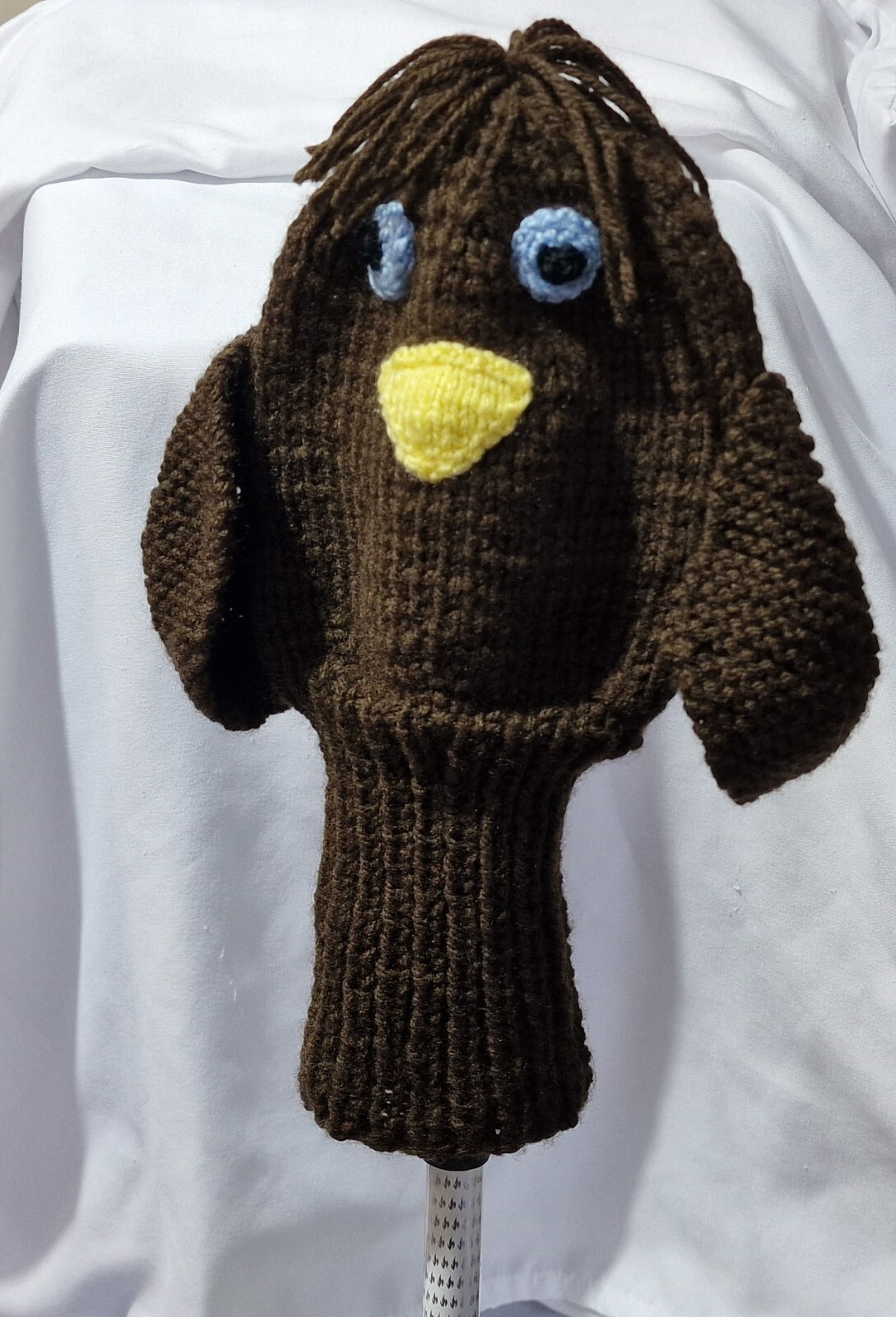 Handmade / Handknitted novelty golf club cover BROWN BIRD to fit a