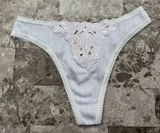 NWT FRENCH DRESSING O/S 100% COTTON BLUE POINTELLE VINTAGE RARE THONG PANTIES