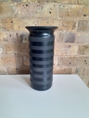 Vase schwarz gebändert 60er Jahre M VINAGRE spanische MCM zylindrisch 29 cm Studiokeramik 