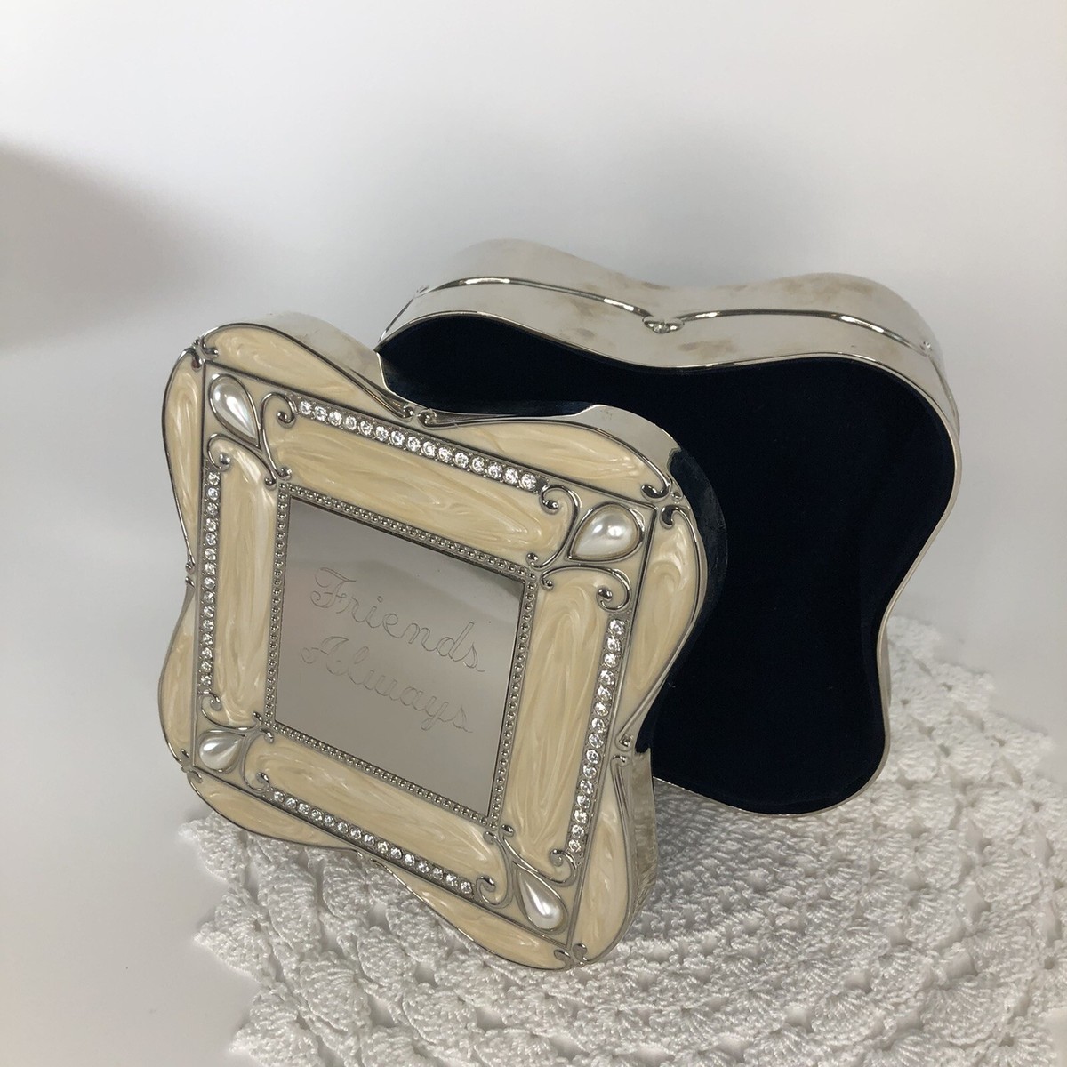 Things Remembered FRIENDS ALWAYS Swarovski Crystal Mirror Jewelry Trinket  Box