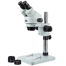 AmScope 3.5X-90X Zoom Binocular Stereo Microscope with Table Pillar Stand