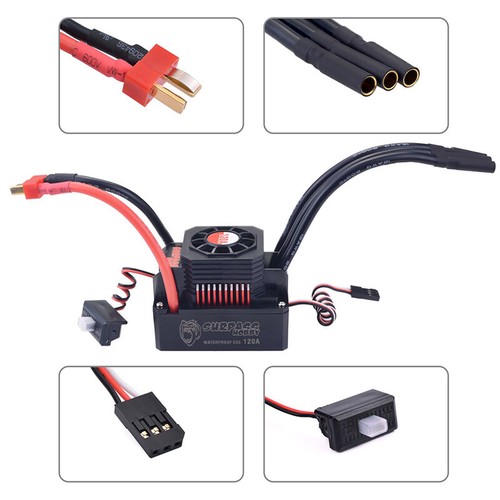 SURPASSHOBBY KK 120A ESC Waterproof for 1/8 RC Car 4076 4068 Brushless RC Motor - Picture 2 of 9