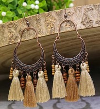 3 Bronze-tone Earring Set Bohemian Retro Dangle Hook New Free Ship 7375