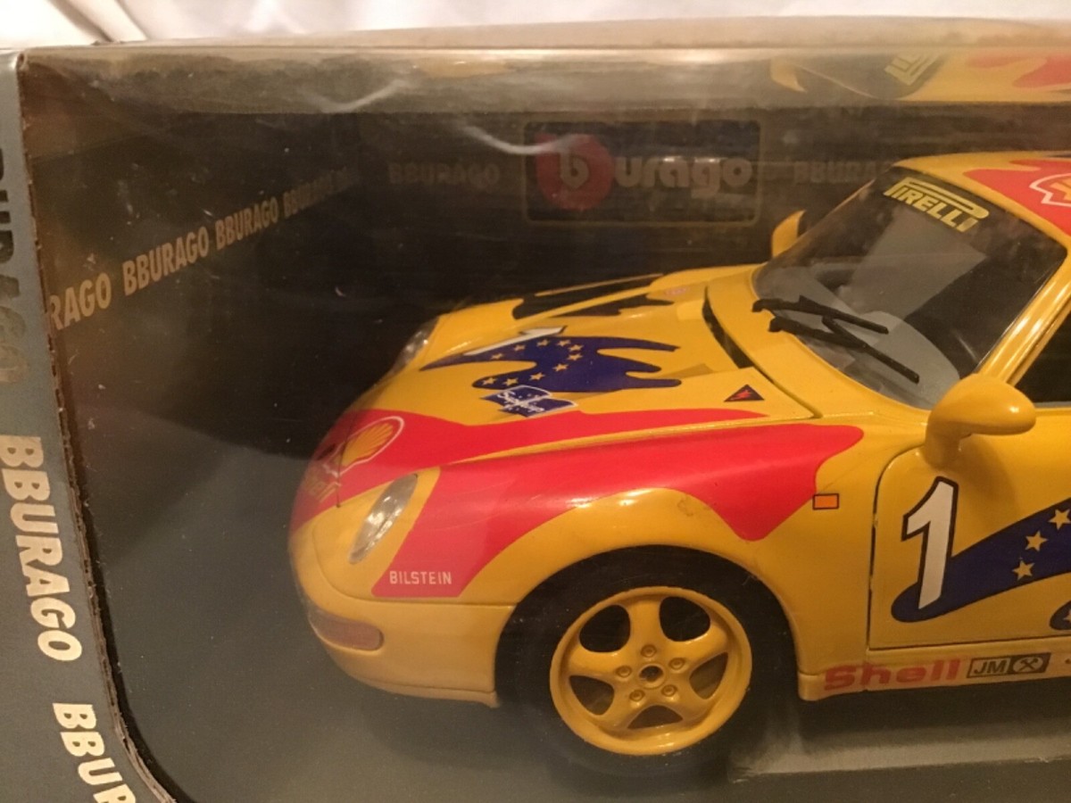 Burago PORSCHE 911 Carrera Racing 1/18 EXCEL 1993 Yellow #1Car Die