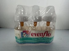 Evenflo 3 Clear Plastic Nursers, each 4 oz (120 ml) baby bottle 1996