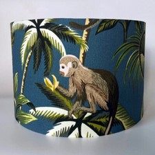 Fryetts Monkey Jungle Teal Fabric Ceiling Light Shade or Table Lamp Shade 