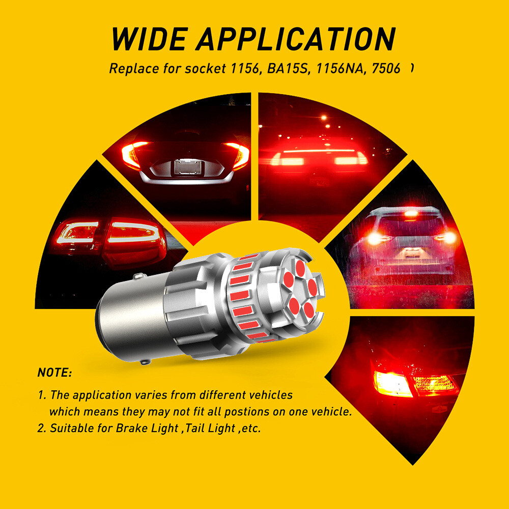 2x AUXITO 1156 Red LED Brake Tail Light Bulbs – Error-Free, 23-SMD, 1200LM – For Mercedes & More
