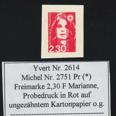 Frankreich Michel 2751 Pr (*) UNGEZÄHNT Probedruck. Yv 2614 ND EPREUVE ESSAY - Bild 1 von 2