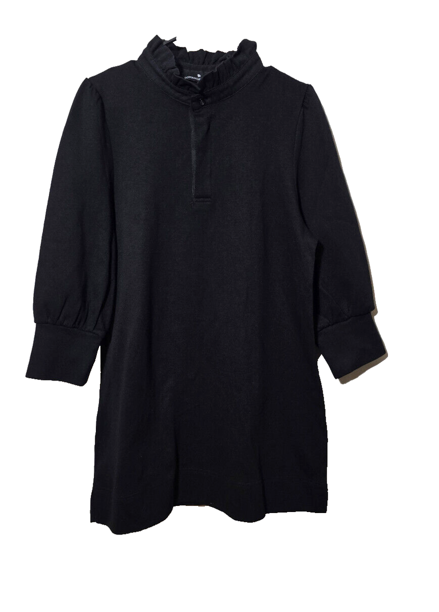 Pomander Place Tuckernuck Mini Dress Sz L Black Charlotte Terry High Neck  Ruffle