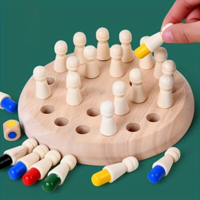 Wooden Memory Match Stick Chess Colour Game Board Puzzle Montessori Edu for Kids