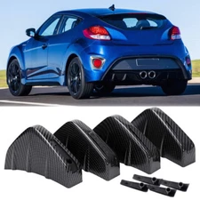 Carbon Fiber Rear Bumper Lip Diffuser 4 Shark Fins Splitter For Hyundai Veloster