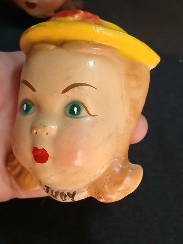 2 paia vintage di gesso bambine MaryAnne e Judy testa busto da appendere a parete - Foto 15 di 22