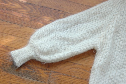 1980s Oversize Slouchy Sweater Fuzzy Wool Chucky Knit Cardigan M L Cream Vogue - Picture 6 of 7