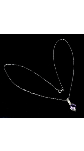 925 Sterling Silber Halskette Kissen Amethyst 7mm Natur Edelstein Schmuck - Bild 2 von 4